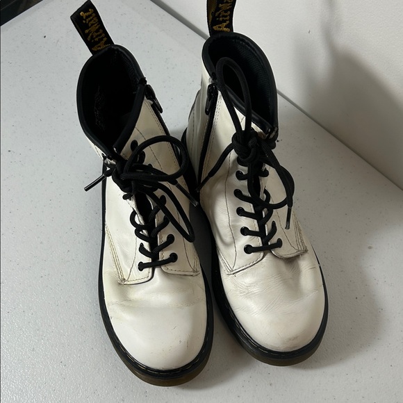 Dr. Martens Girl’s White Combat Boots - Picture 2 of 6
